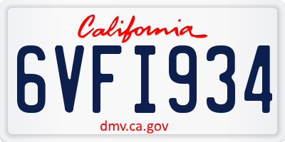 CA license plate 6VFI934