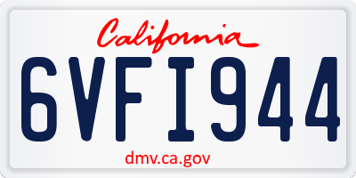 CA license plate 6VFI944