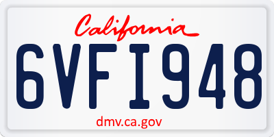 CA license plate 6VFI948