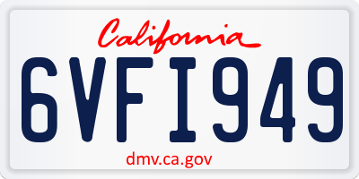 CA license plate 6VFI949