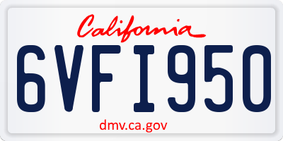 CA license plate 6VFI950