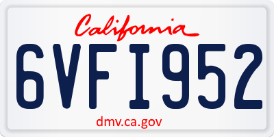 CA license plate 6VFI952