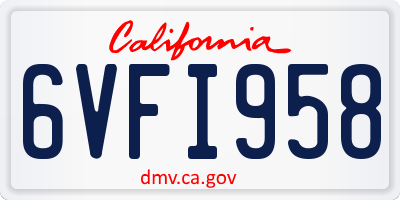 CA license plate 6VFI958