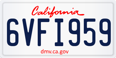 CA license plate 6VFI959