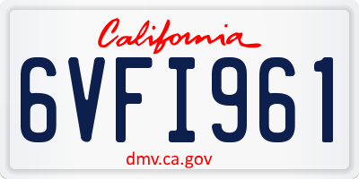 CA license plate 6VFI961