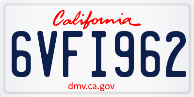 CA license plate 6VFI962