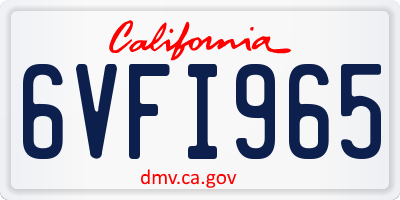 CA license plate 6VFI965