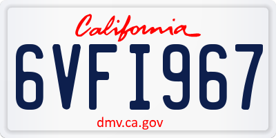 CA license plate 6VFI967