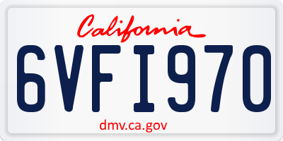 CA license plate 6VFI970