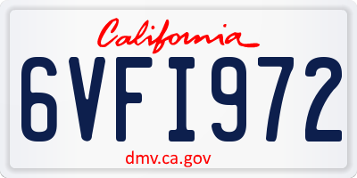 CA license plate 6VFI972