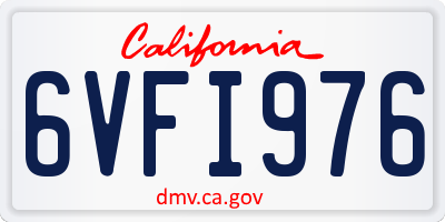 CA license plate 6VFI976