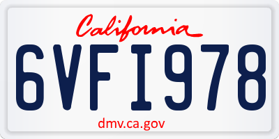 CA license plate 6VFI978