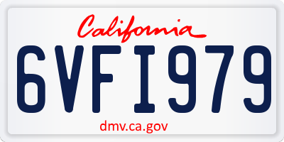 CA license plate 6VFI979
