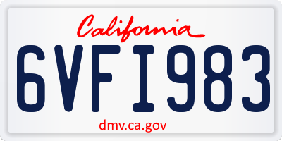 CA license plate 6VFI983