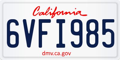 CA license plate 6VFI985