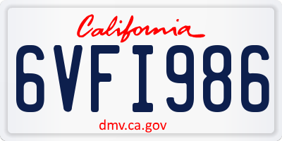CA license plate 6VFI986