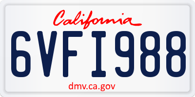 CA license plate 6VFI988
