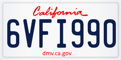 CA license plate 6VFI990