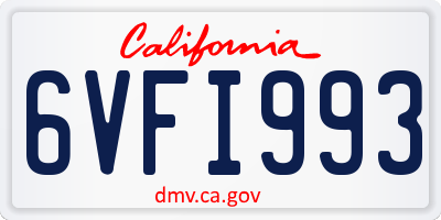 CA license plate 6VFI993