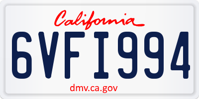 CA license plate 6VFI994