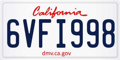 CA license plate 6VFI998