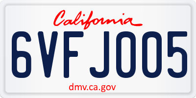CA license plate 6VFJ005