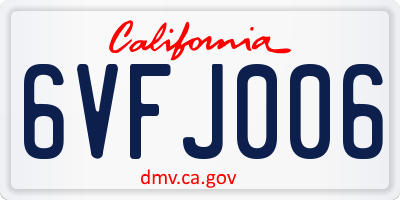 CA license plate 6VFJ006