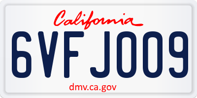 CA license plate 6VFJ009