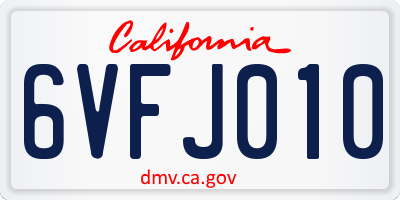 CA license plate 6VFJ010