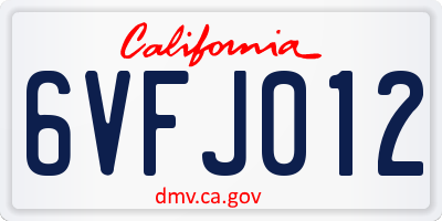 CA license plate 6VFJ012