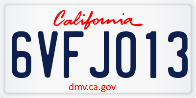 CA license plate 6VFJ013