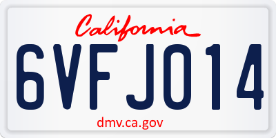 CA license plate 6VFJ014