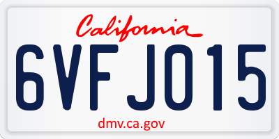 CA license plate 6VFJ015