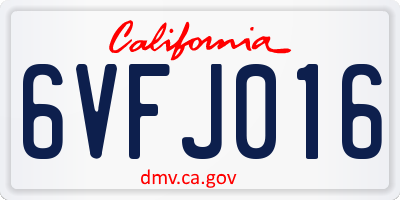 CA license plate 6VFJ016