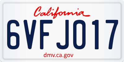 CA license plate 6VFJ017