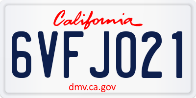 CA license plate 6VFJ021