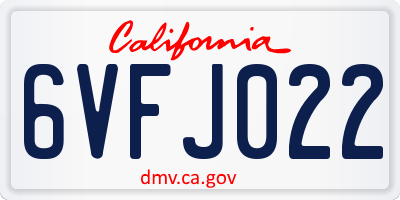 CA license plate 6VFJ022