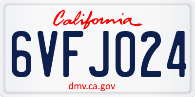 CA license plate 6VFJ024