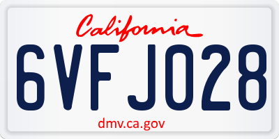 CA license plate 6VFJ028