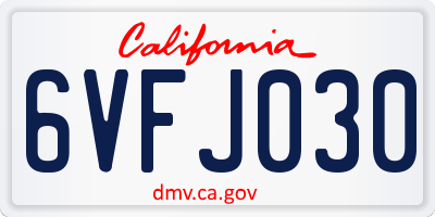 CA license plate 6VFJ030