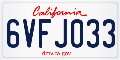 CA license plate 6VFJ033