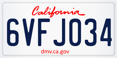 CA license plate 6VFJ034