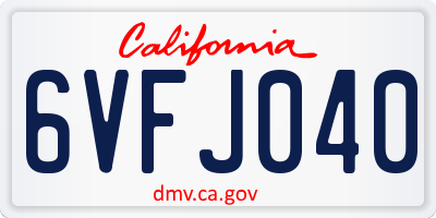 CA license plate 6VFJ040