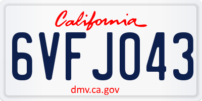 CA license plate 6VFJ043