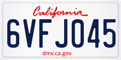 CA license plate 6VFJ045