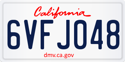 CA license plate 6VFJ048
