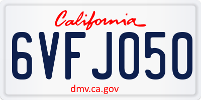 CA license plate 6VFJ050