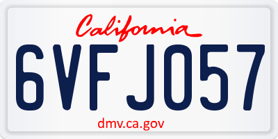CA license plate 6VFJ057
