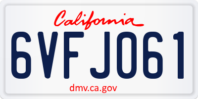 CA license plate 6VFJ061