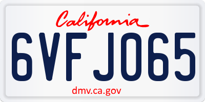 CA license plate 6VFJ065